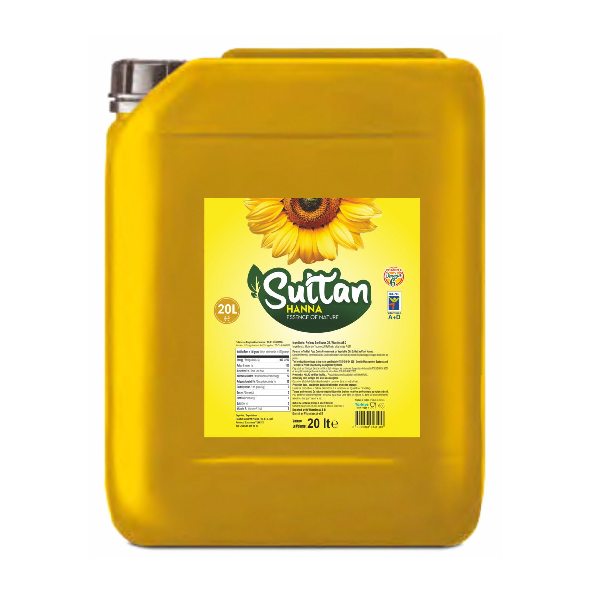 11 Hanna Sultan Ayçiçek Yağı 20 L - Görsel 1